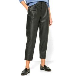 Banana Republic Womens Black Vegan Leather Tapered Leg Ankle Pants Pleated 8